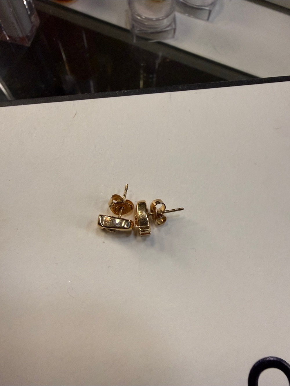 Coach Gold-Tone Crystal C-Logo Stud Earrings - Picture 3 of 4